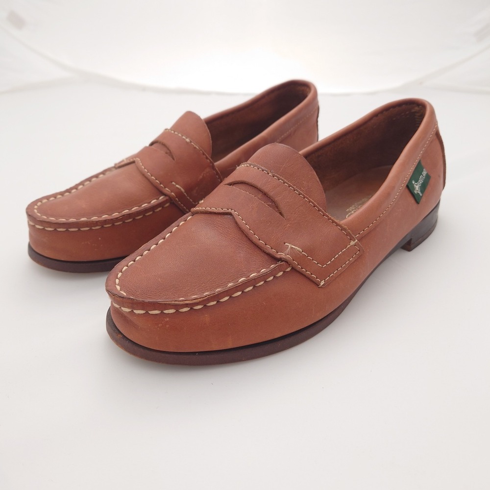 VTG Eastland Penny Loafers Women's 7.5 Tan Leather Slip-on Shoes Made In USA